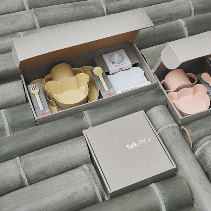 tak. BIO Kids Dish Set - Bear Coral