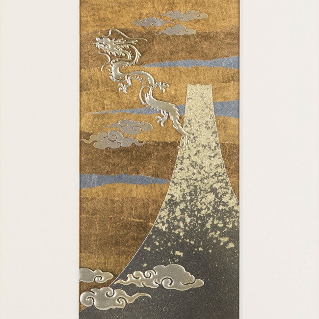 Good Fortune Gold leaf - Dragon over Mt. Fuji
