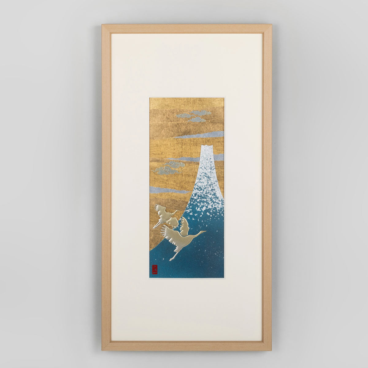 Good Fortune Gold leaf - Mt. Fuji and Cranes