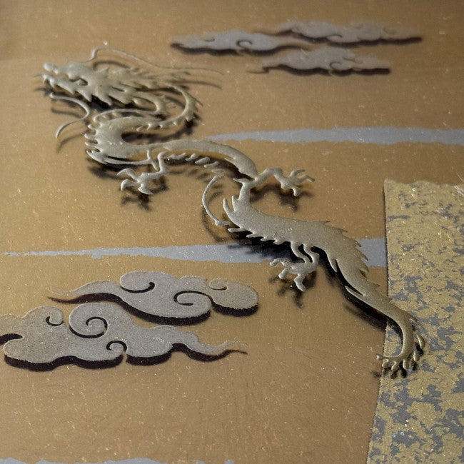 Good Fortune Gold leaf - Dragon over Mt. Fuji