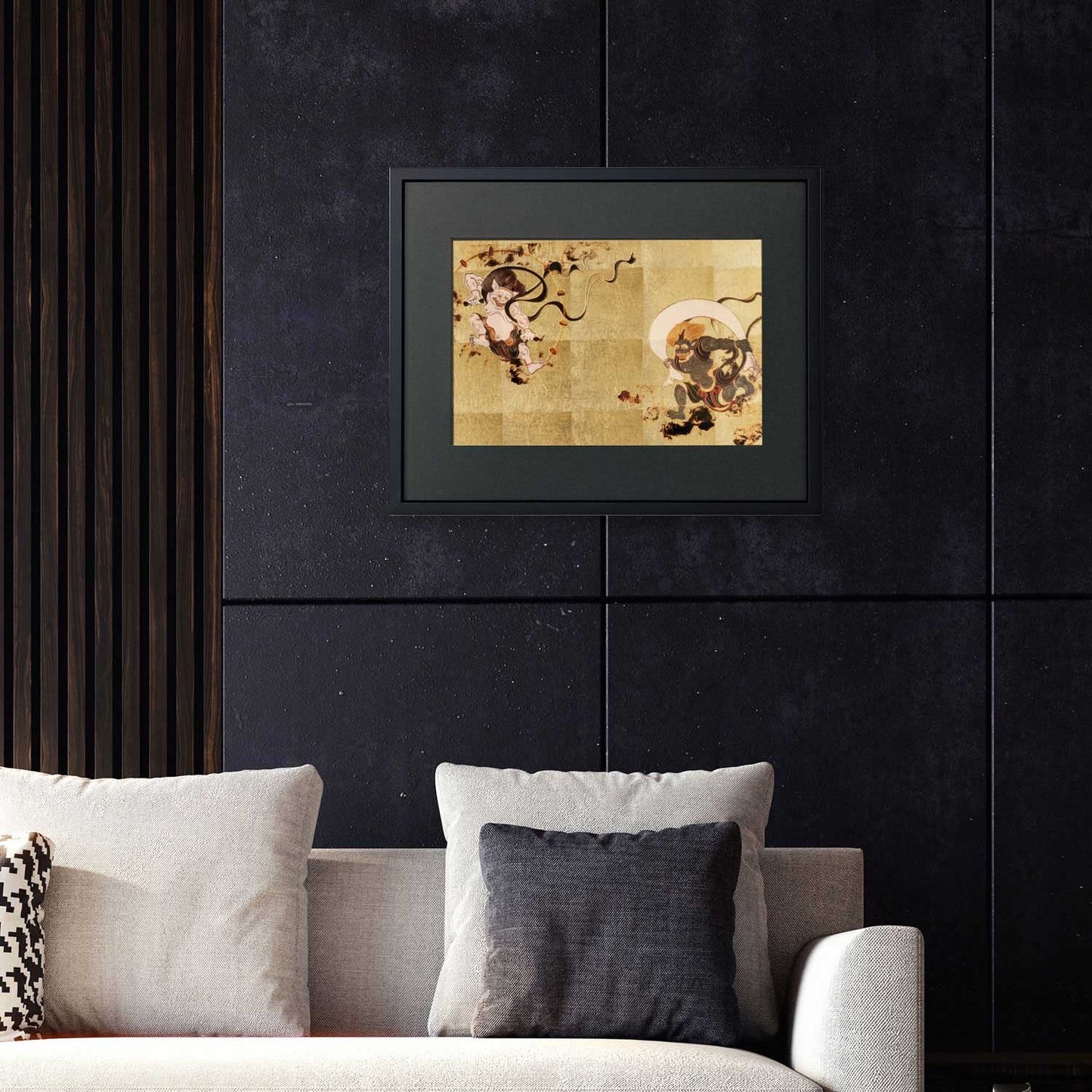 Gold Leaf Art 3D Frame – The Wind God and Thunder God